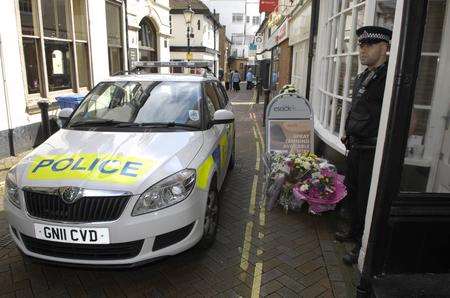 Police cordon off Natalie Esack's salon in Ashford High Street after she is stabbed to death