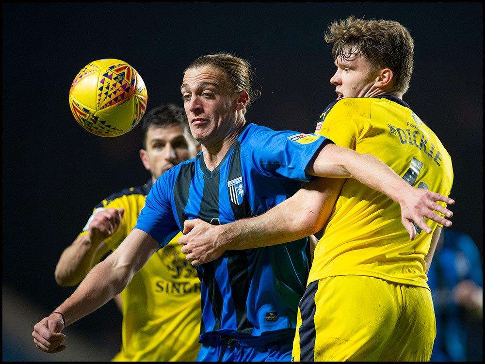 Gillingham striker Tom Eaves in action Picture: Ady Kerry (5472347)