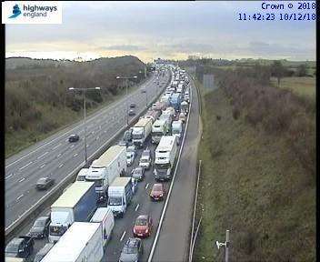 The crash happened on the approach road to the Dartford Crossing, picture Traffic England