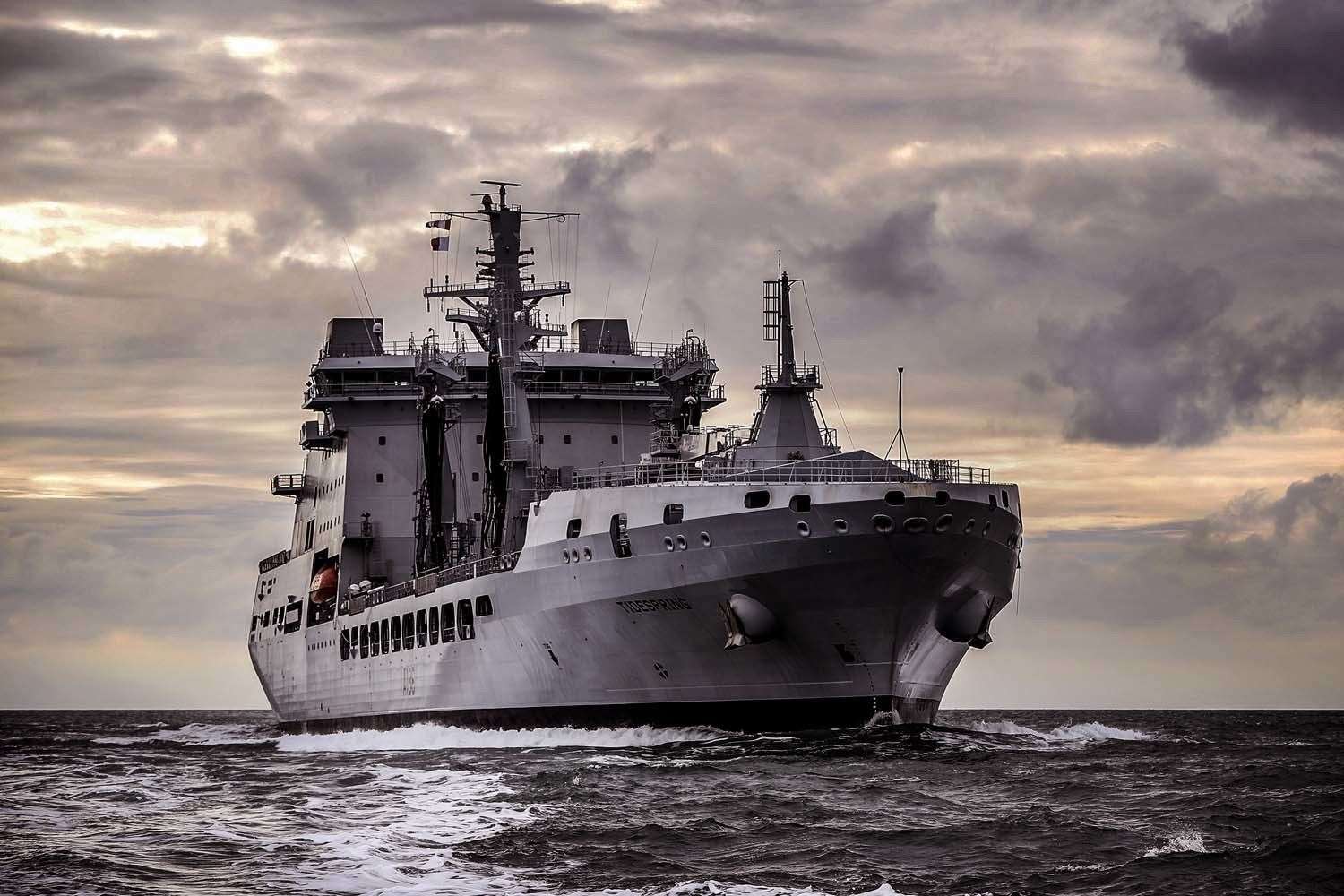 RFA Tidespring has been shadowing seven Russian ships alongside eight other Royal Navy vessels in UK waters Picture: Royal Navy