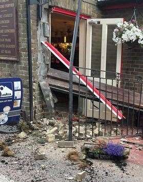 A door of the pub suffered significant damage. Picture: Natalie Stephens