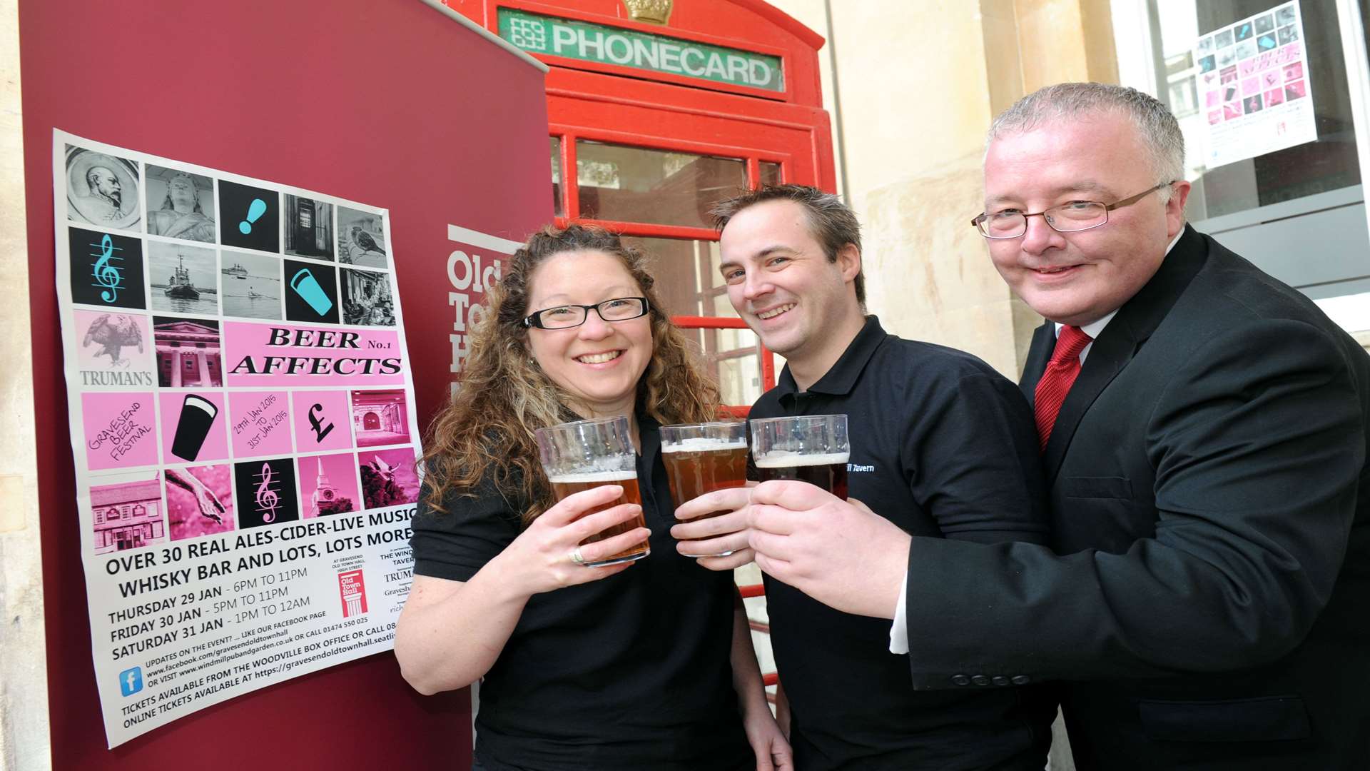 Natalie Wells and Paul Bridges from the Windmill Tavern, who will be running the bar, with Steve Thompson