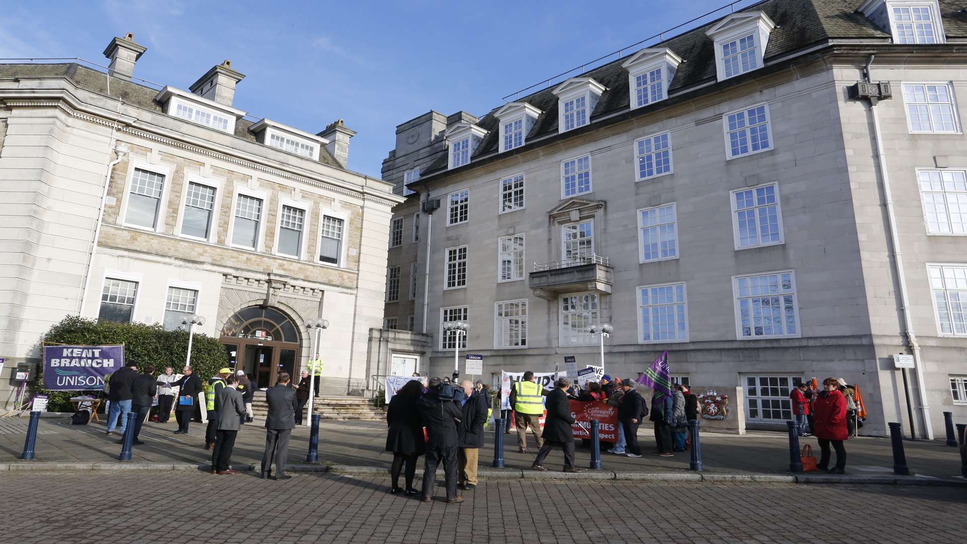 Protesters lobbying KCC before full council meeting at County Hall in Maidstone last week. Picture: Martin Apps