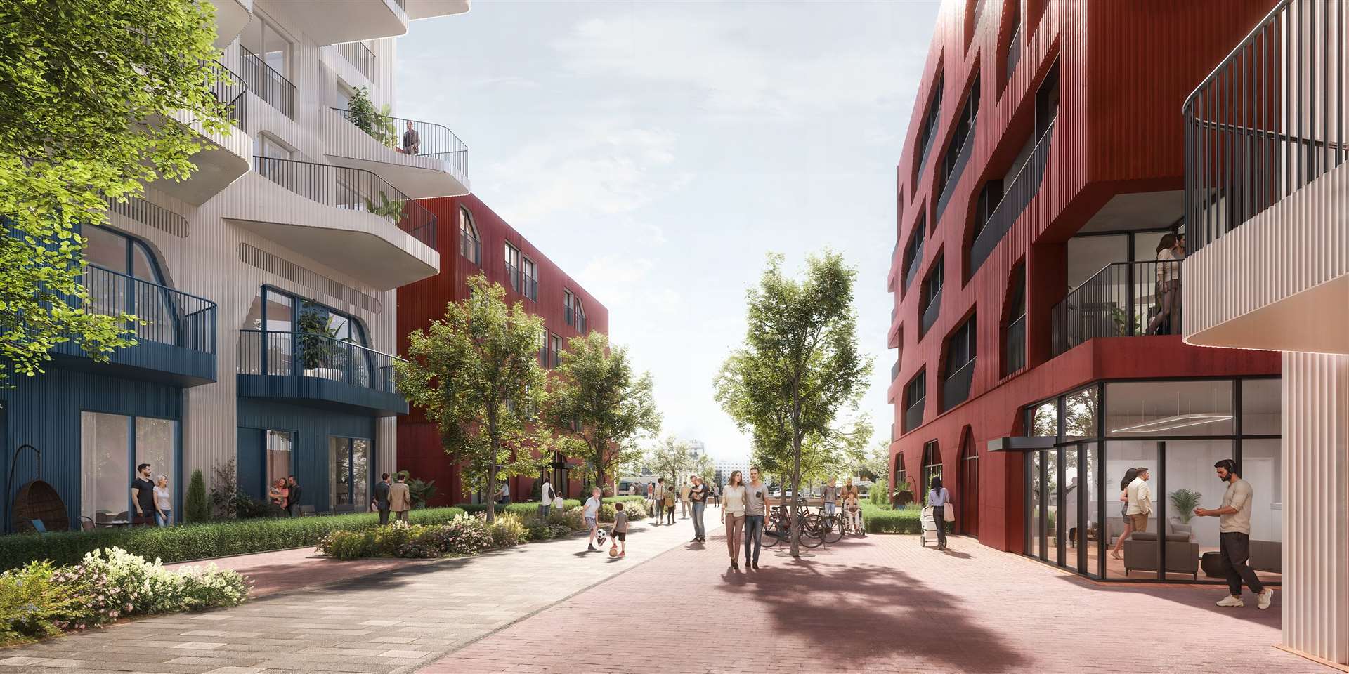 The latest designs include an "increased public realm" with wider streets and lanes. Picture: FHSDC