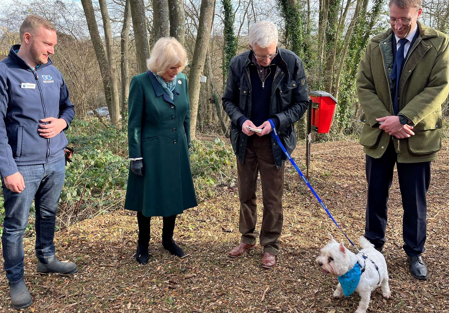 TV star Paul O’Grady shows the Duchess of Cornwall his pet dog at Battersea Dogs Home, Brands Hatch. Picture: KentLive
