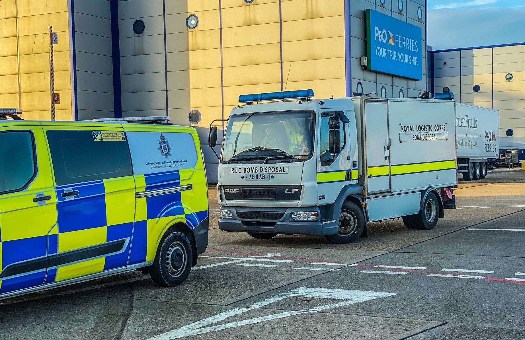 The bomb disposal unit has been sent to the Port of Dover Picture credit: @courier_michael