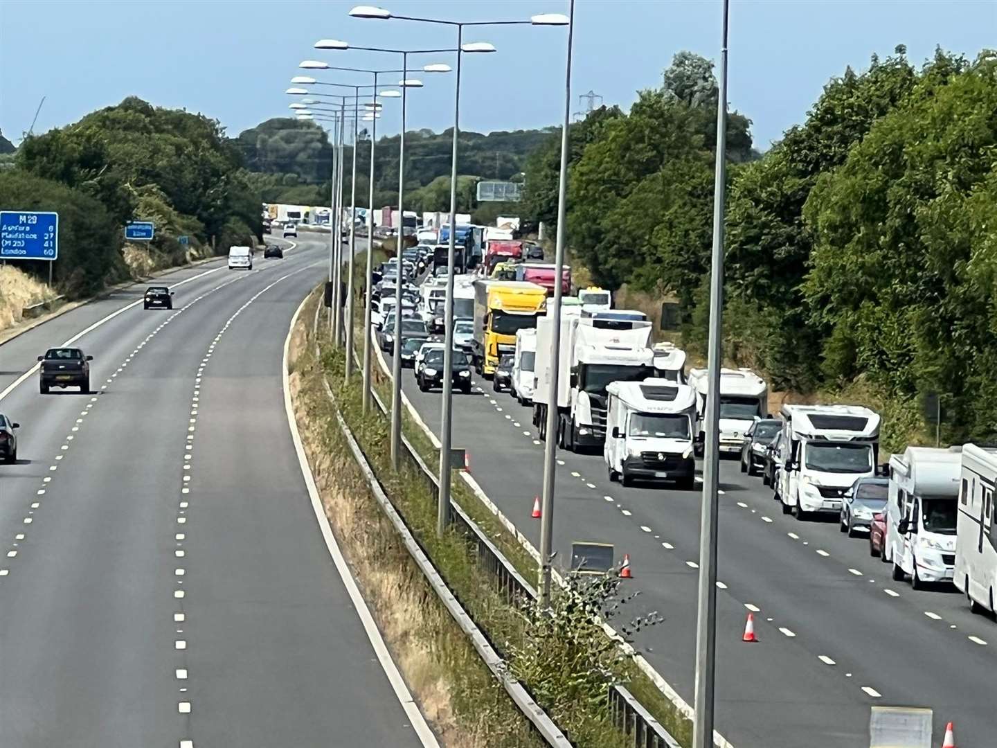 Queues on the coastbound carriageway. Picture: Barry Goodwin