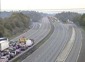 Police have stopped traffic on the M25