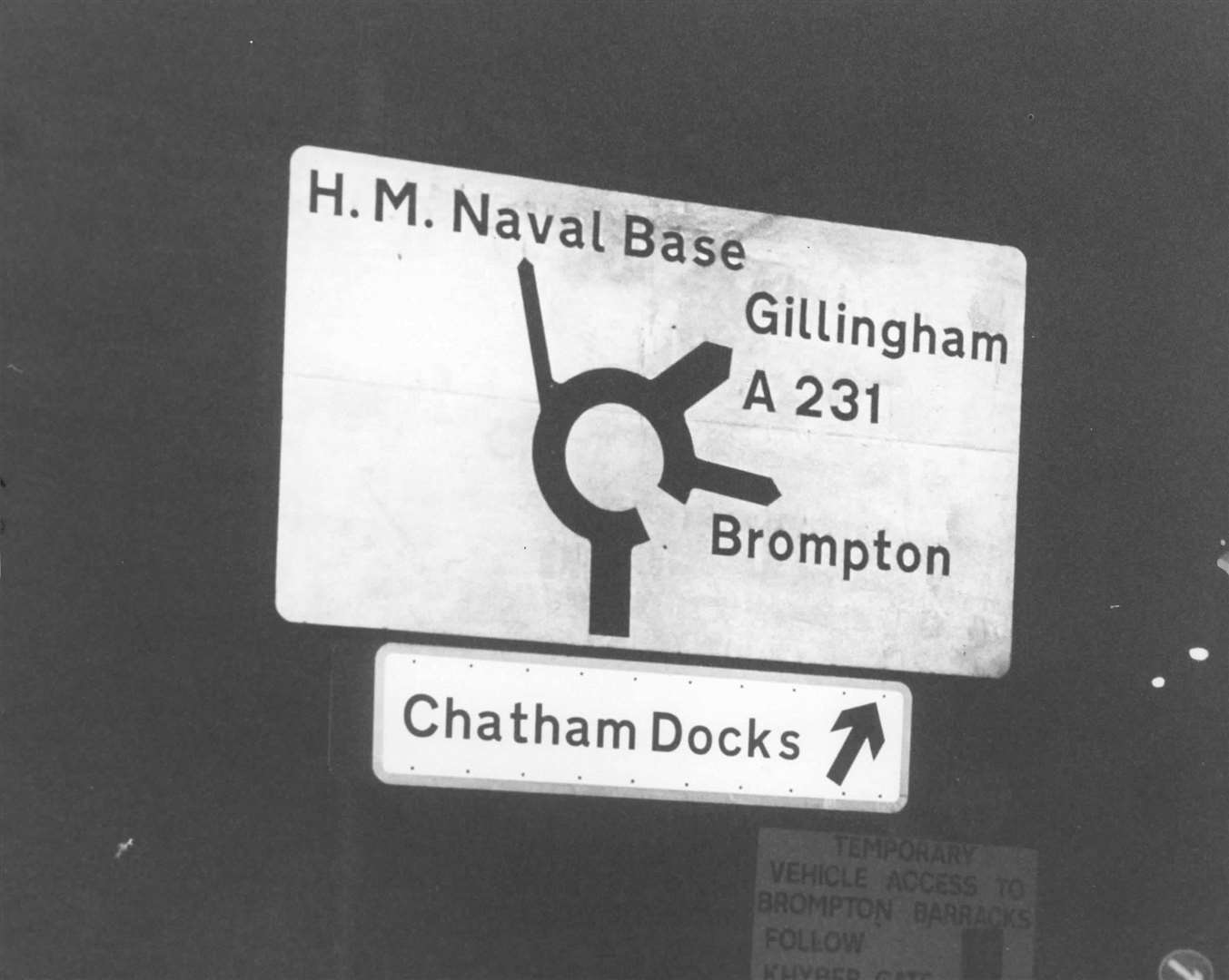 The road signs pointing to the Navy base at Chatham - which closed in 1984