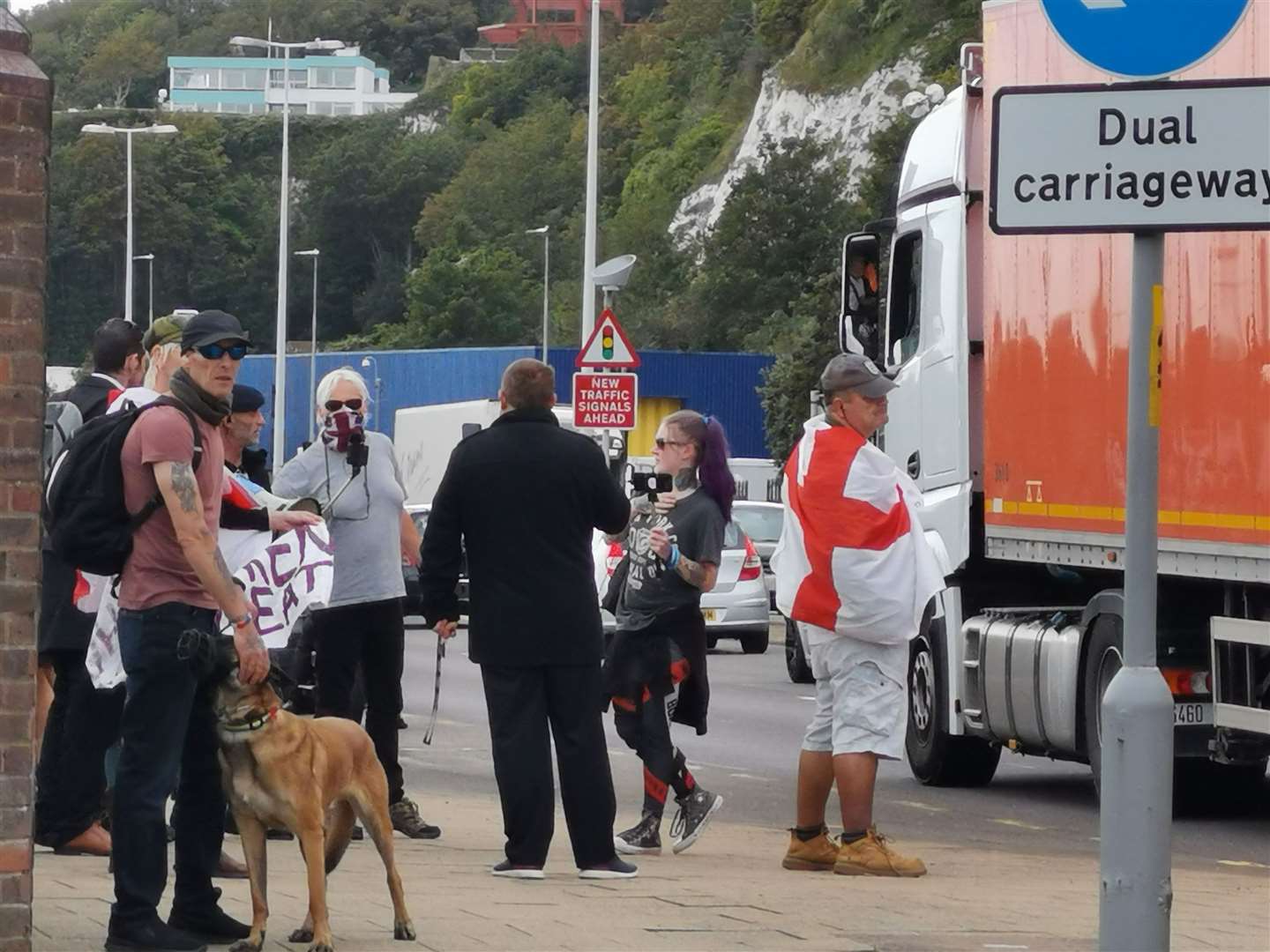 Right wing protesters in Dover today. Picture: Oliver Kemp