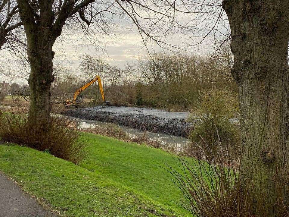 Desilting work is ongoing along the Ropewalk in Sandwich Picture: Megan Friend