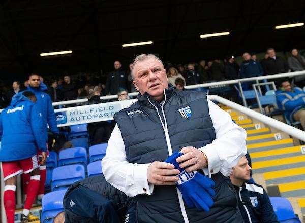 Gills manager on the touchline at Peterborough Picture: Ady Kerry