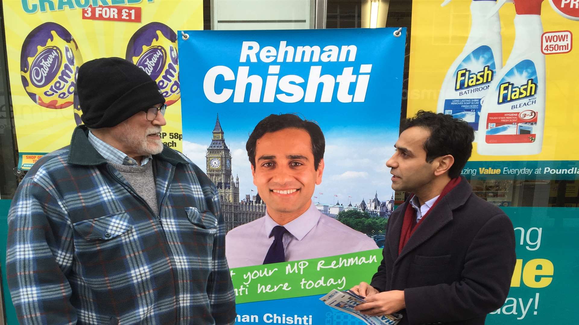Rehman Chishti with one of his constituents