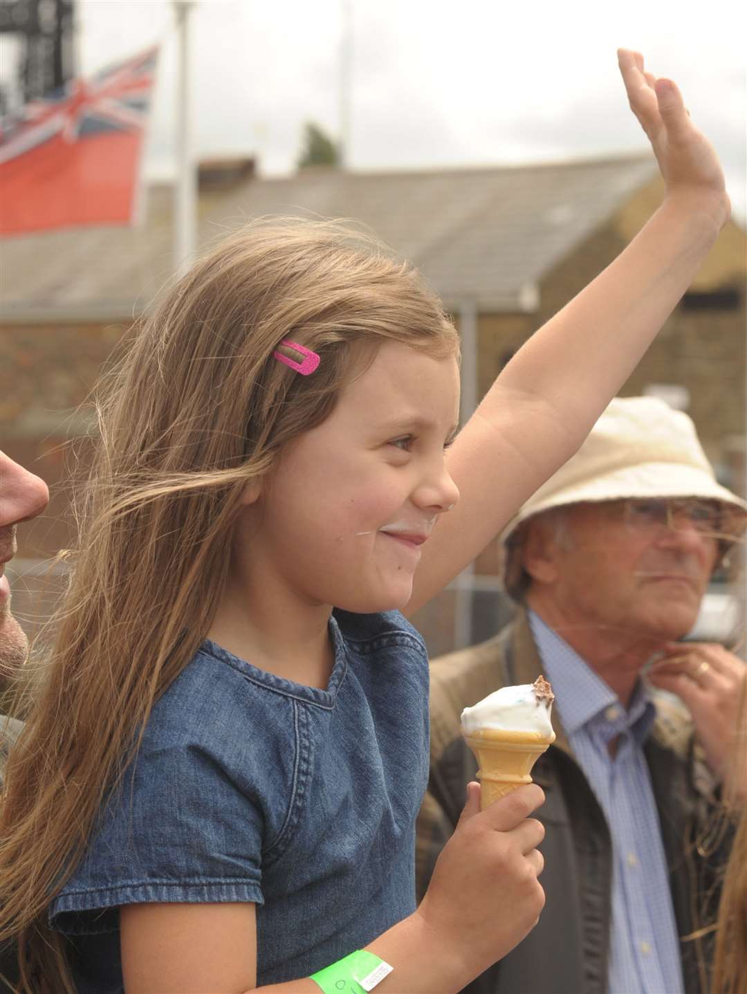 Emmie waves to the Army boats last year Picture: Steve Crispe