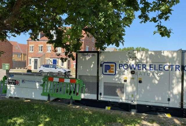 Temporary generators are used on the estate in Iwade, Sittingbourne when the mains supply is damaged