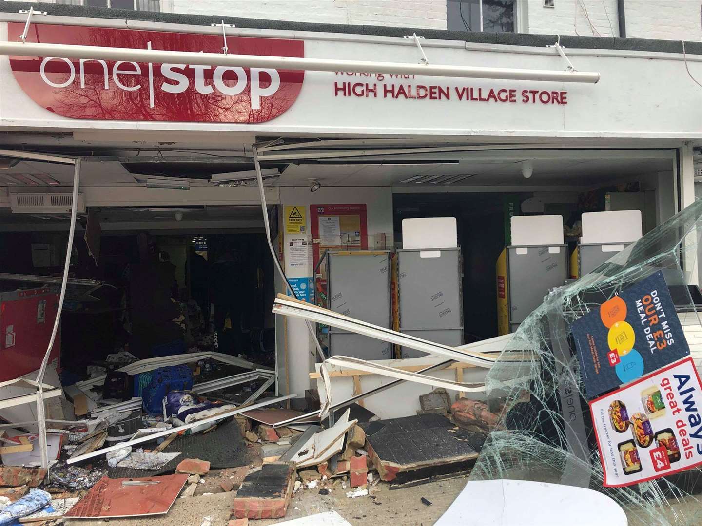 The ram-raided One Stop in High Halden