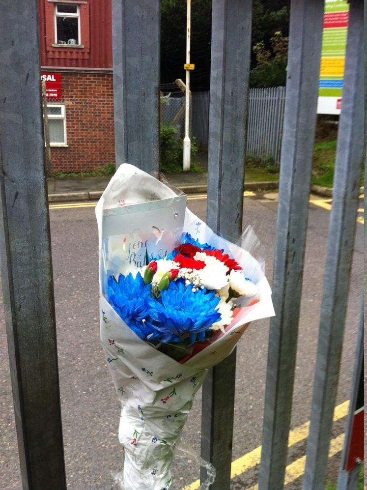 A floral tribute at the scene