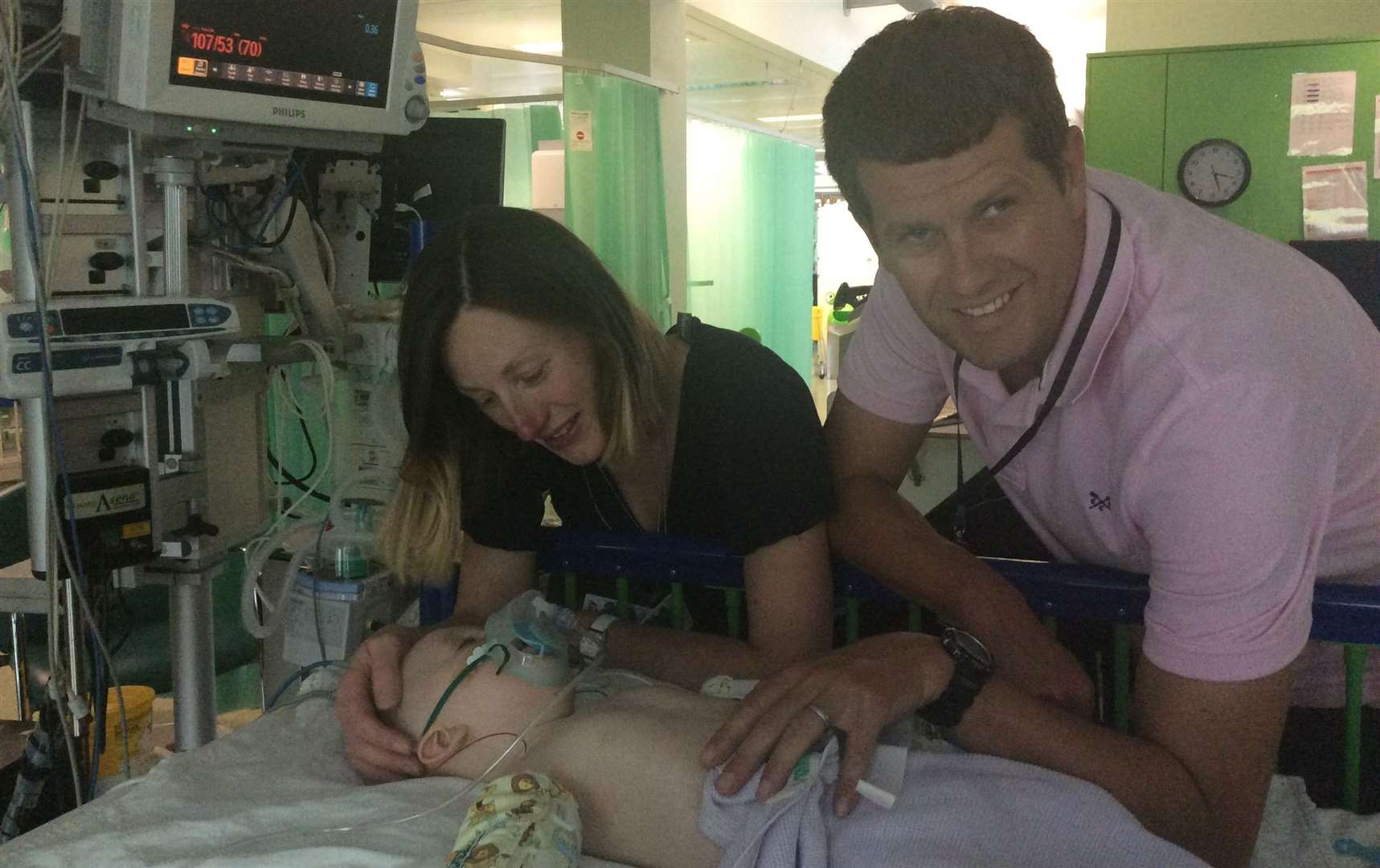 Caroline and Graeme with son Arthur in May 2018 when he became unwell.
