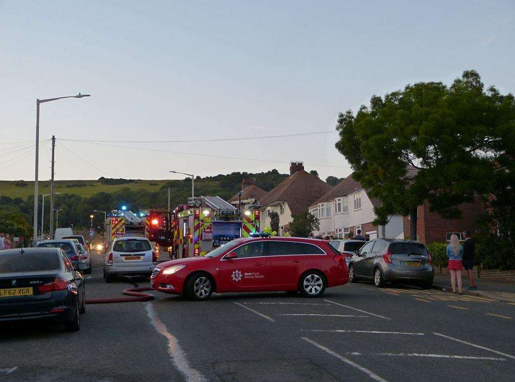 Emergency services at the scene in Dover Road. Credit: Kent 999s (2905393)