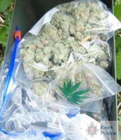 Police seized almost a kilogram of cannabis, as well as cocaine and nitrous oxide, in a raid in Tonbridge yesterday. Picture: Kent Police