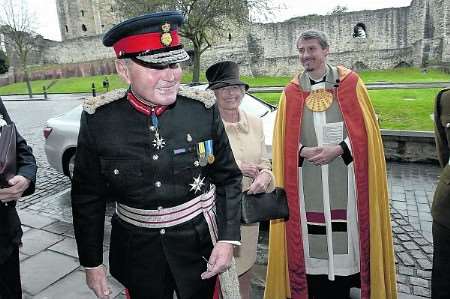 Lord Lieutenant Allan Willett arriving with his wife Anne and the Dean of Rochester, the Very Rev Adrian Newman