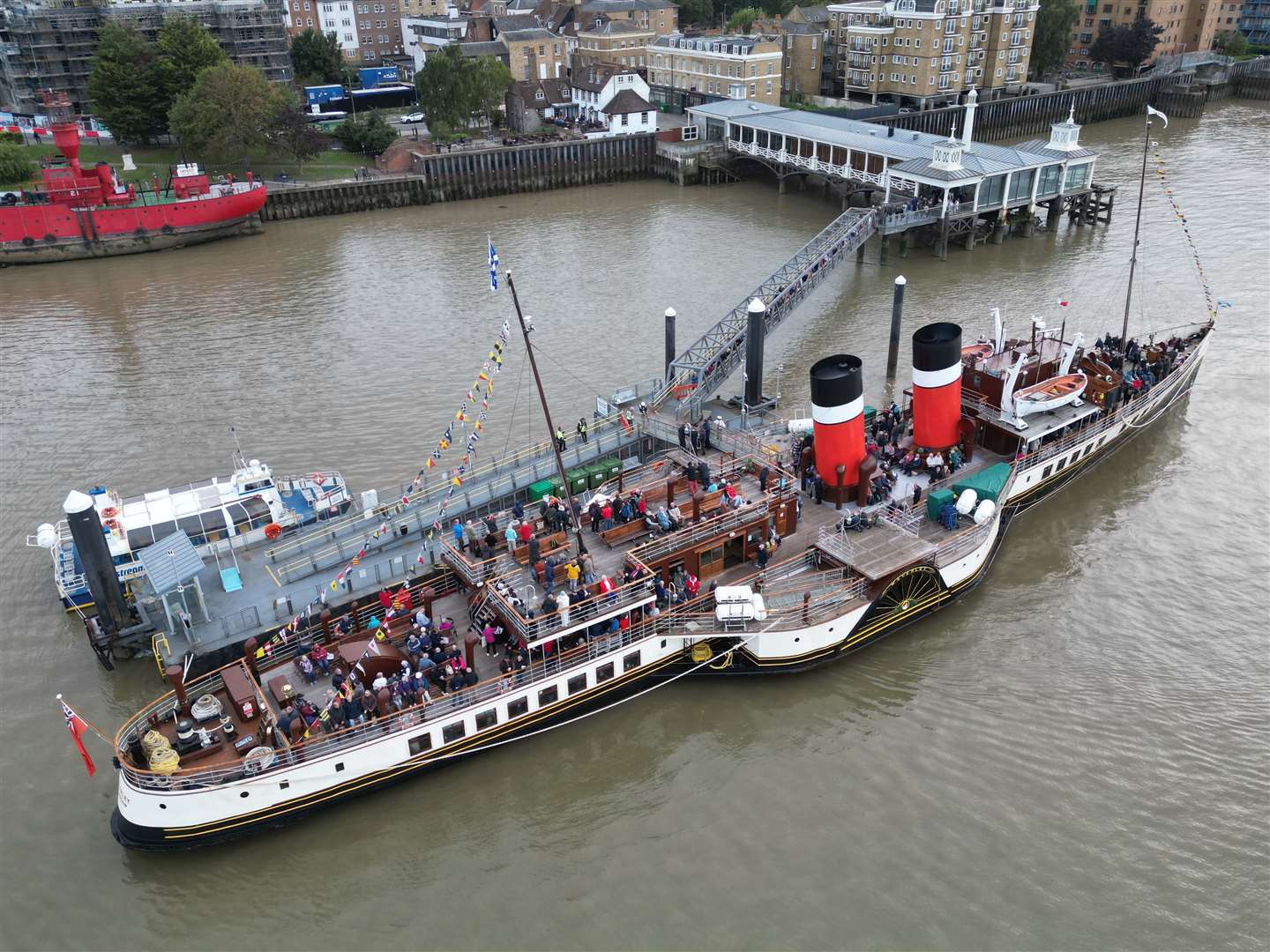 Paddle steamer Waverley has arrived in Gravesend. Picture: Jason Arthur