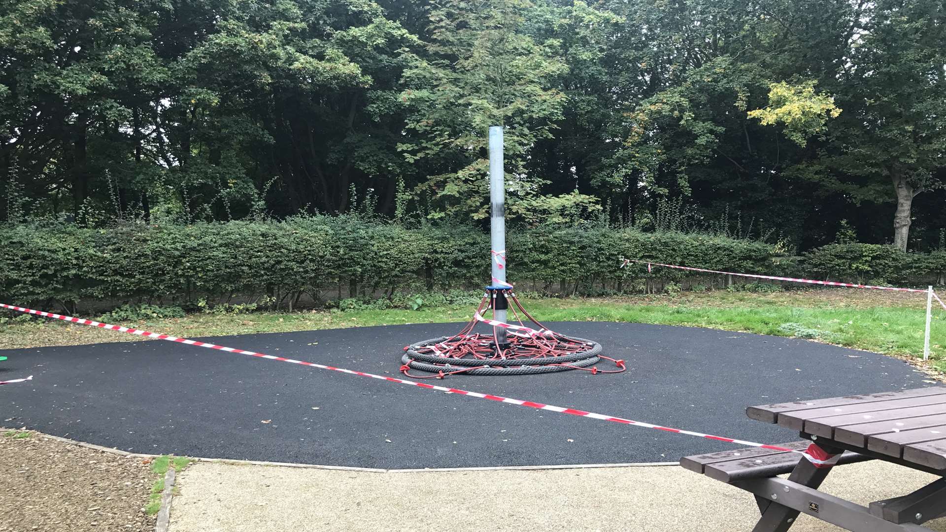The roundabout collapsed at Riverside Country Park