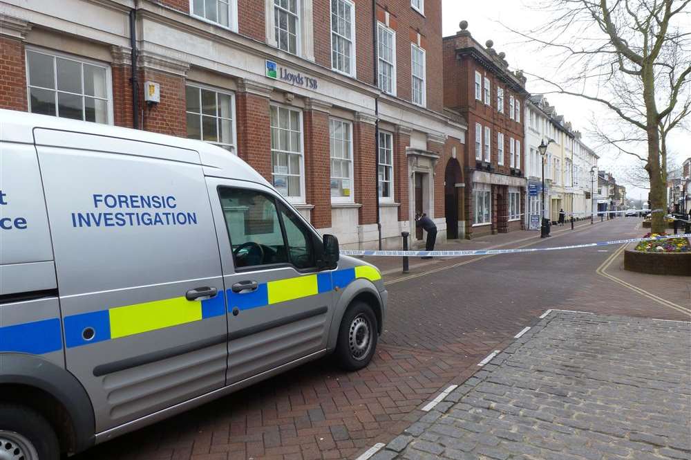 Scene of the stabbing in Bank Street, Ashford