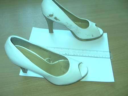 The high-heeled shoes, size six