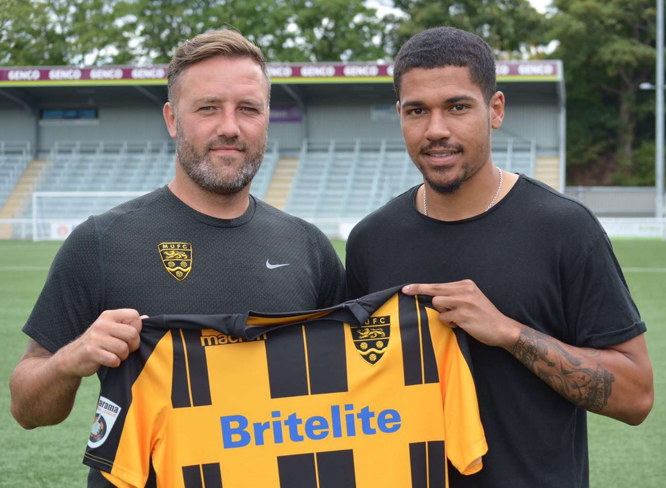 Maidstone manager Jay Saunders with Alex Wynter