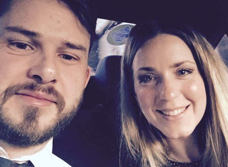 Charlie and his wife Kirsty Mangan en route to the Brits. Picture: @CharlieAndrew6