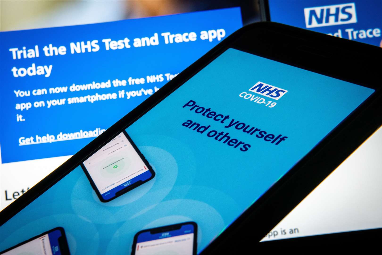 The official NHS Covid-19 "Test and Trace" contact tracing app (Photo Illustration by Leon Neal/Getty Images)