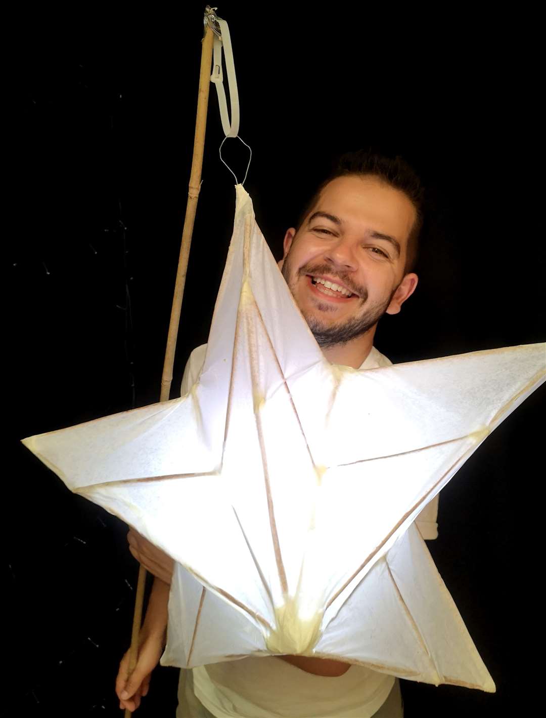 Future Foundry artist Frazer Doyle with one of the star lanterns. Picture: Future Foundry