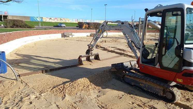 Work being carried out by the council at the sandpit in Sheerness. Picture: SBC