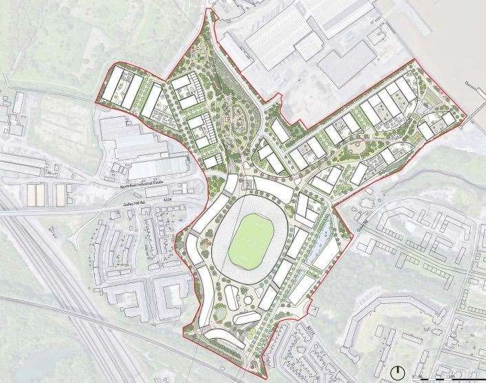 What the site might look like from above. Picture: Northfleet Harbourside / Gravesham Borough Council planning portal