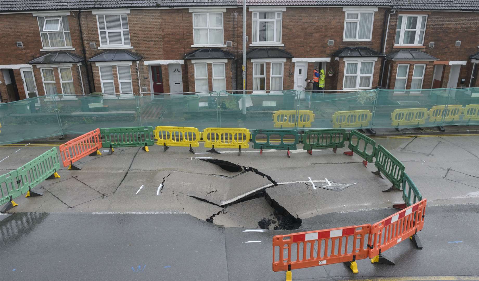 A sinkhole opened on the A26 Tonbridge Road, outside the Taj Barming restaurant in 2018. Picture: Andy Payton