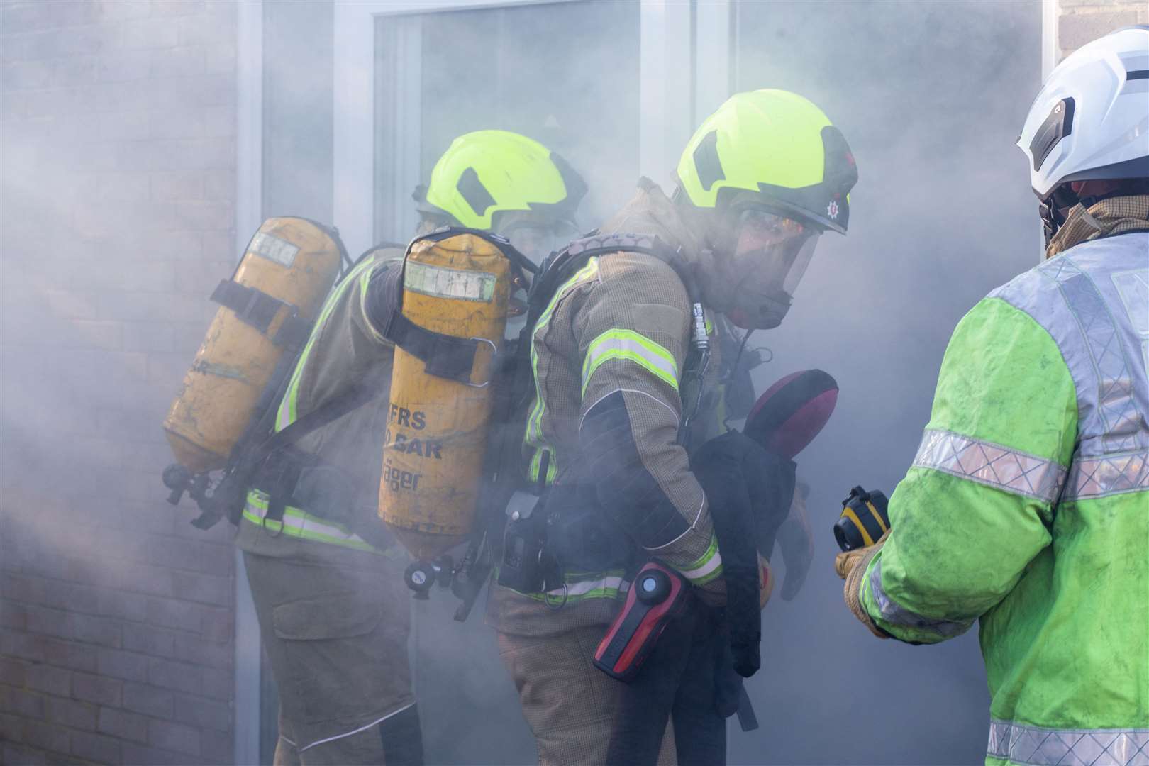 Firefighters are at the scene of a house blaze in Deal. Stock image