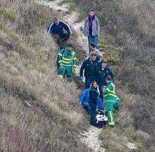 Paramedics rescue a woman who fell on the cliff at the Warren, Folkestone. Picture: @kent_999s