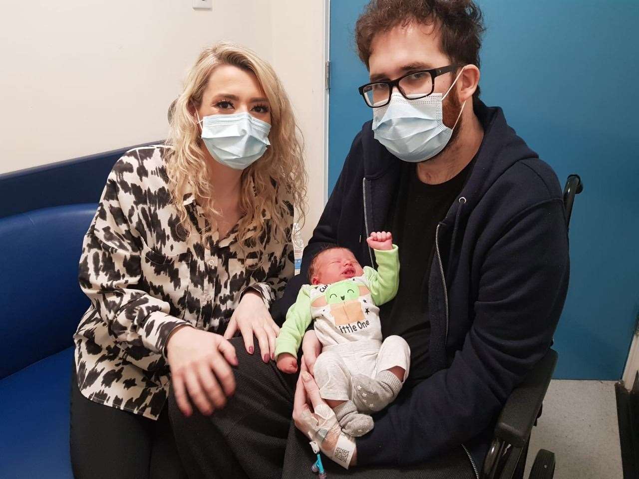 Cheryl Waters with husband Olly Toole and baby Lily. Picture: EKHUFT