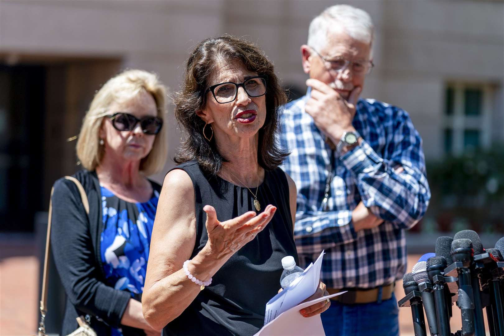 Speaking outside court, the families of Mr Foley and Ms Mueller said they were ‘not shocked’ by Elsheikh’s silence (Andrew Harnik/AP)
