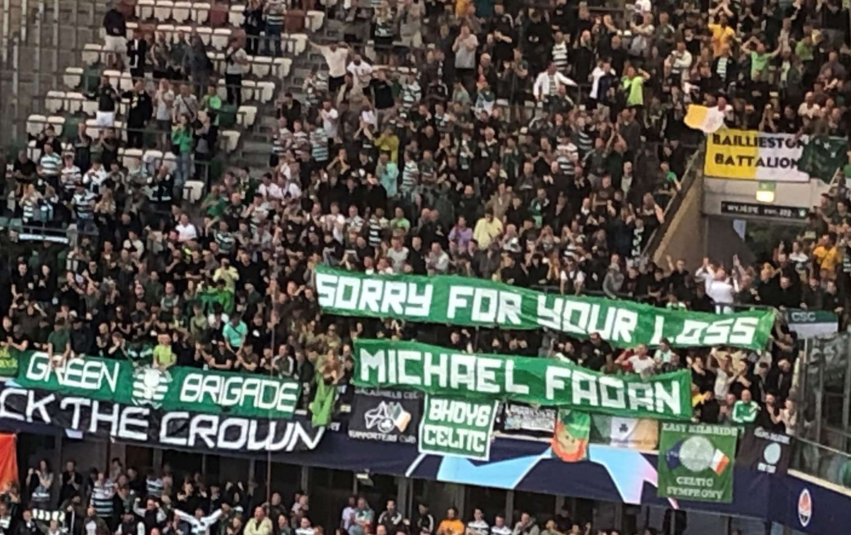 Celtic fans displayed anti-monarchy banners (Gavin McCafferty/PA)