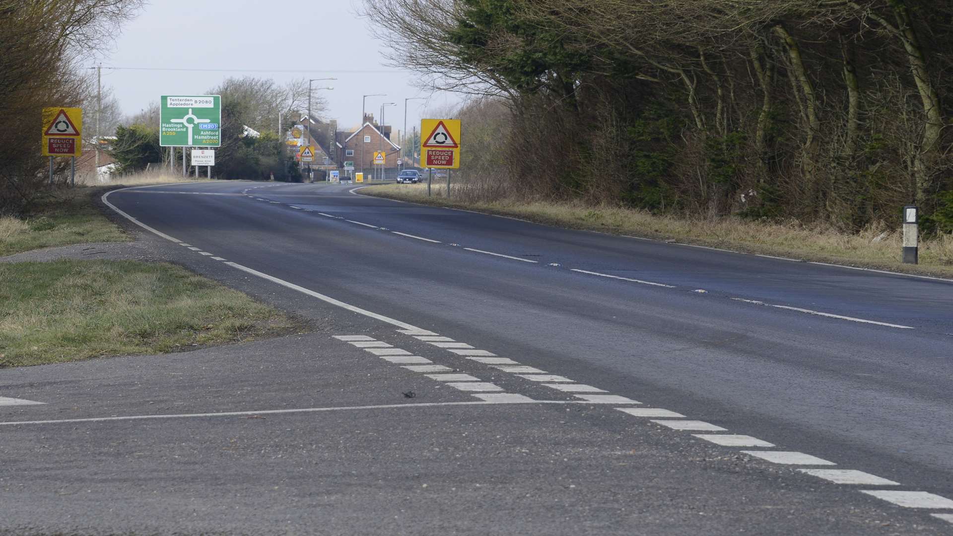 The area of the death crash, the A259 and Tickner's Lane junction near Brenzett