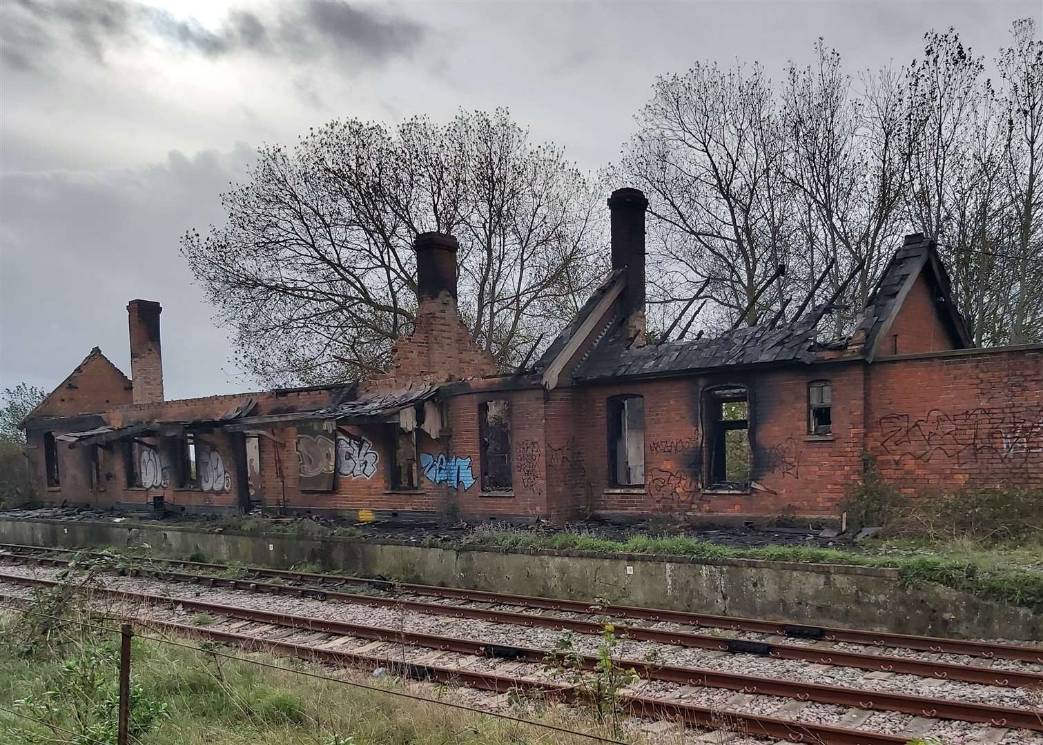 The fire destroyed the station's roof. Picture: Stephen Wilson