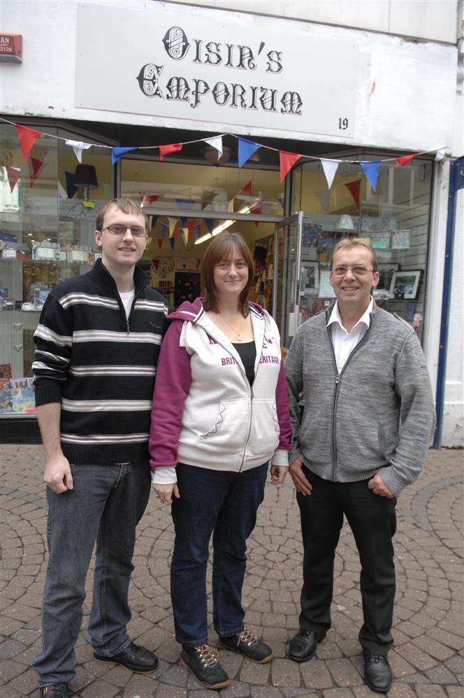 Kim and Graham Armstrong and their son Wesley at Oisin's Emporium in Ramsgate High Street, which is named in honour of Kim and Graham's grandson Oisin, killed by congenital diaphraghmatic hernia (CDH).