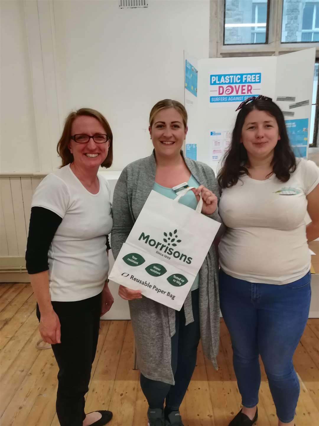 Liz Hayes of Transition Dover with guests Jemma Abbitt and Amy Howie at the Plastic Free Dover business launch