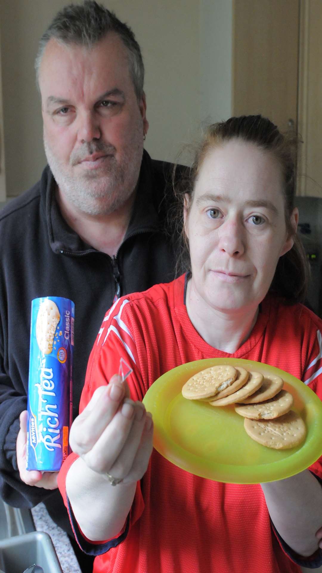 Danny and Caroline Williams found a piece of plastic in their biscuits