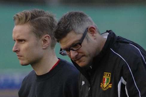 Nick Davis and Matt Wyatt in happier times as Sittingbourne joint-managers Picture: Chris Davey