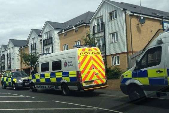 Police cordon off the flat in Sutton Road, Maidstone
