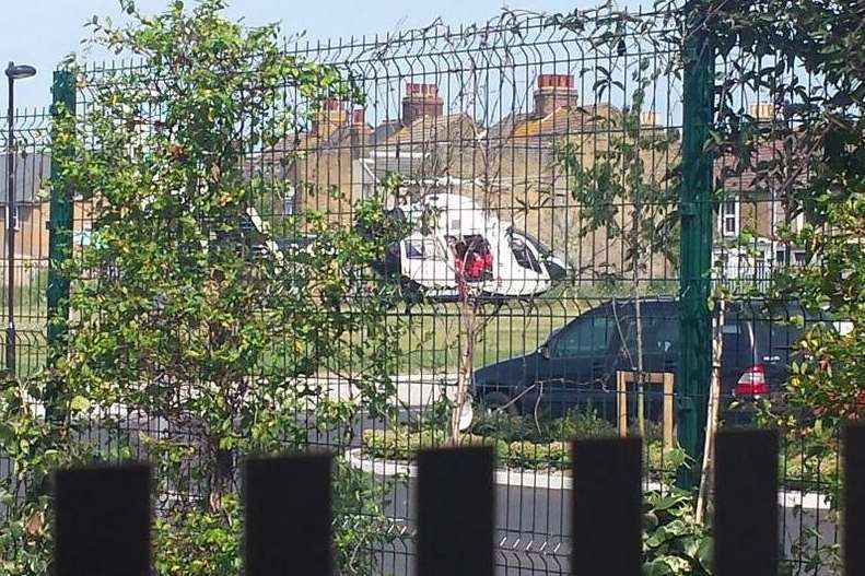 The Kent Air Ambulance landed at the Oasis Academy Isle of Sheppey in Sheerness. Picture: @AngleSpiritRKO