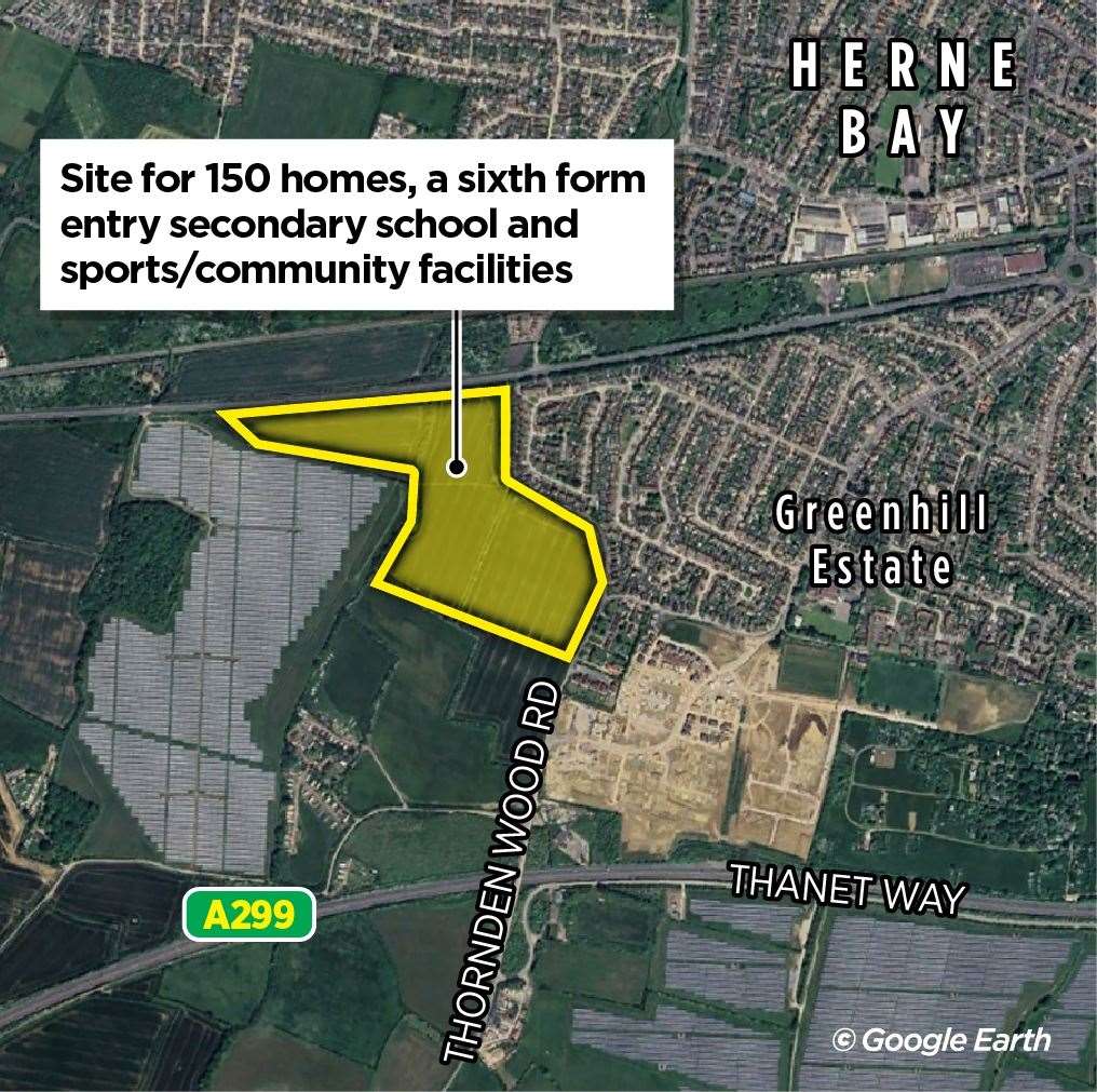 Land to the west of Thornden Wood Road and Greenhill is being eyed up by developers